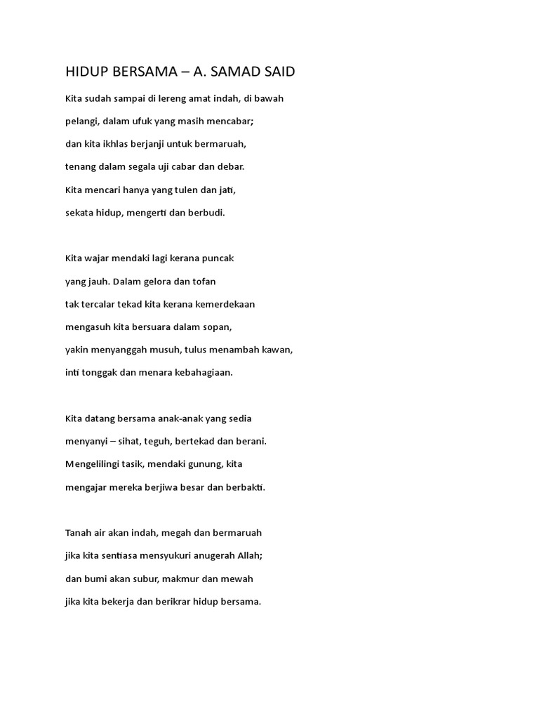 Hidup Bersama A Samad Said Pdf