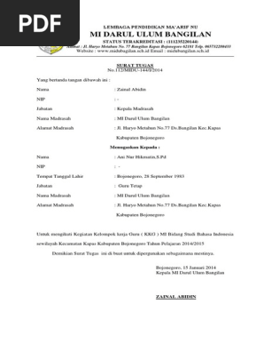 Surat Tugas Kkg Pdf