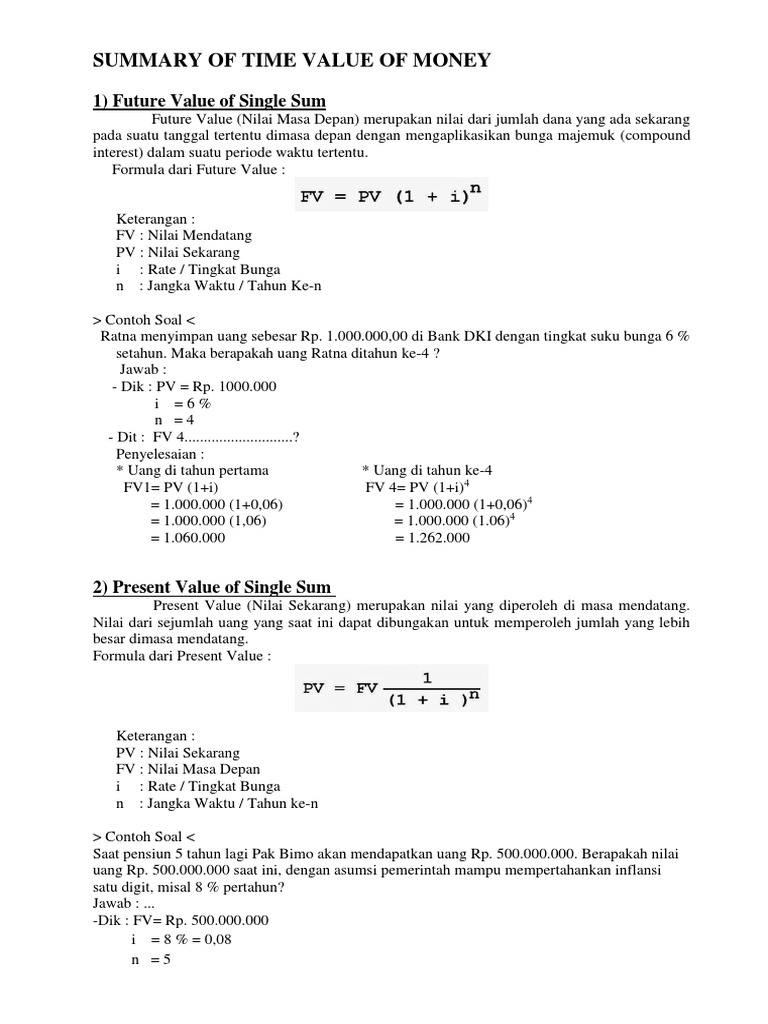 Summary Of Time Value Of Money Soal Jawab Docx