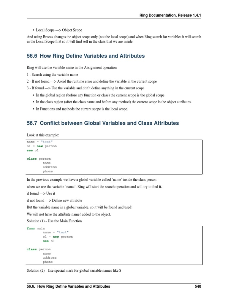 Ring Documentation: Variable Scope and Conflicts | PDF | Scope ...