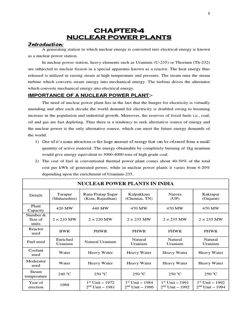 Overview of Nuclear Power Plants | PDF | Nuclear Reactor | Nuclear Fission