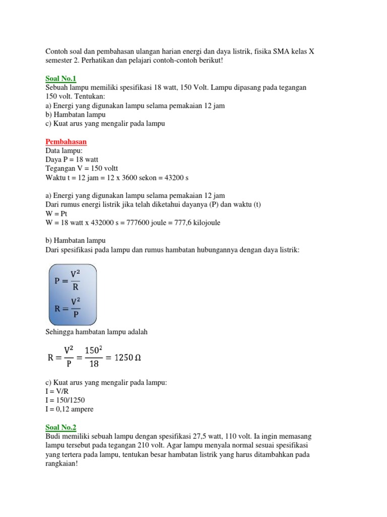 Contoh Soal Kuat Arus Listrik Beserta Pembahasannya