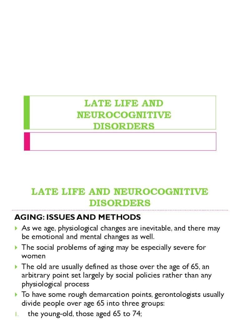 Late Life and Neurocognitive Disorders | PDF | Dementia | Alzheimer's ...