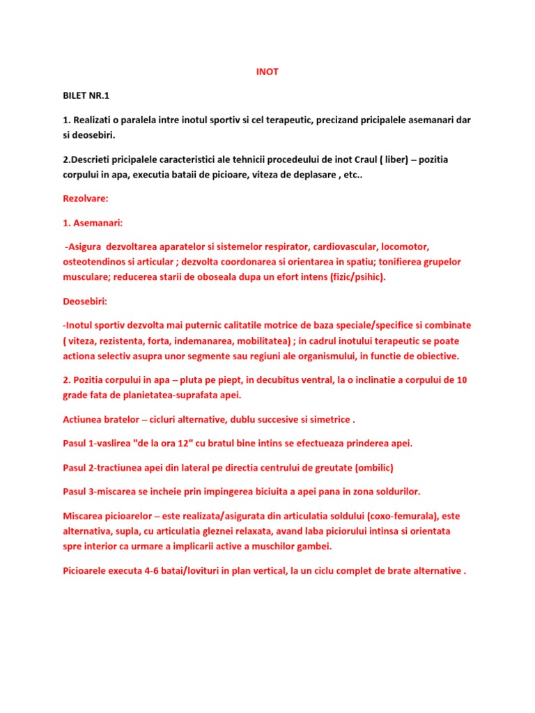 Subiecte Rezolvate - Inot | PDF