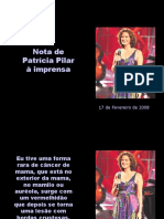 Nota de Patricia Pilar a imprensa