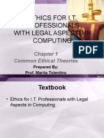 Ethics For I.T. Professionals With Legal Aspects in Computing