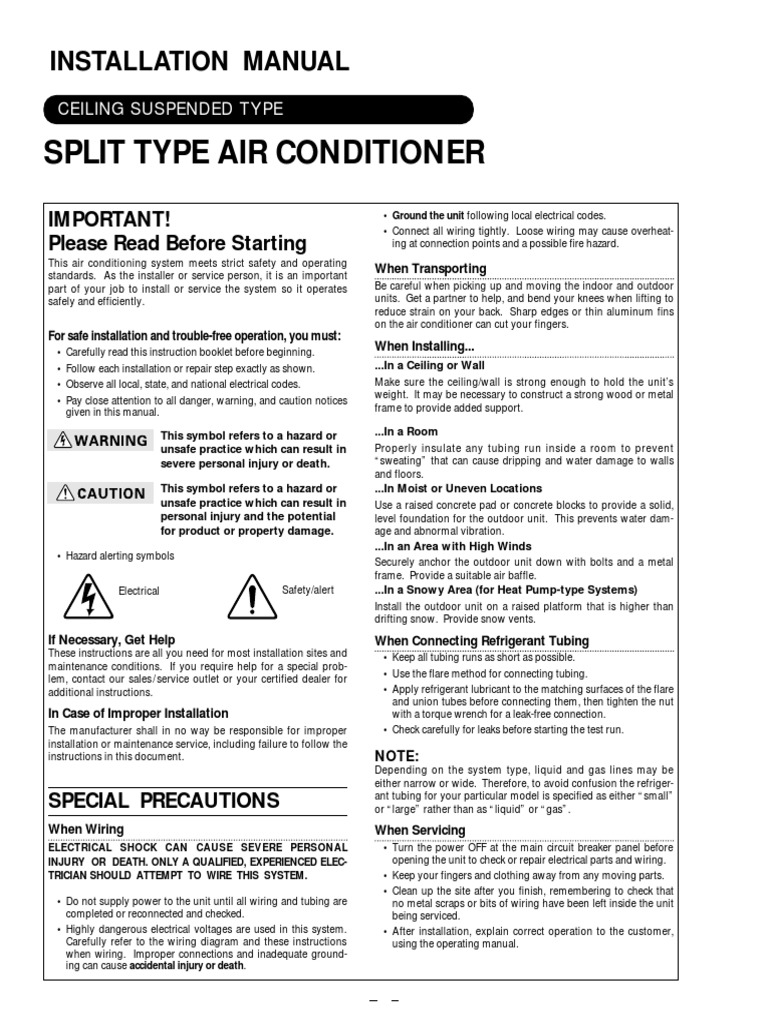 Installer's Guide: Ceiling AC | PDF | Electrical Wiring | Screw