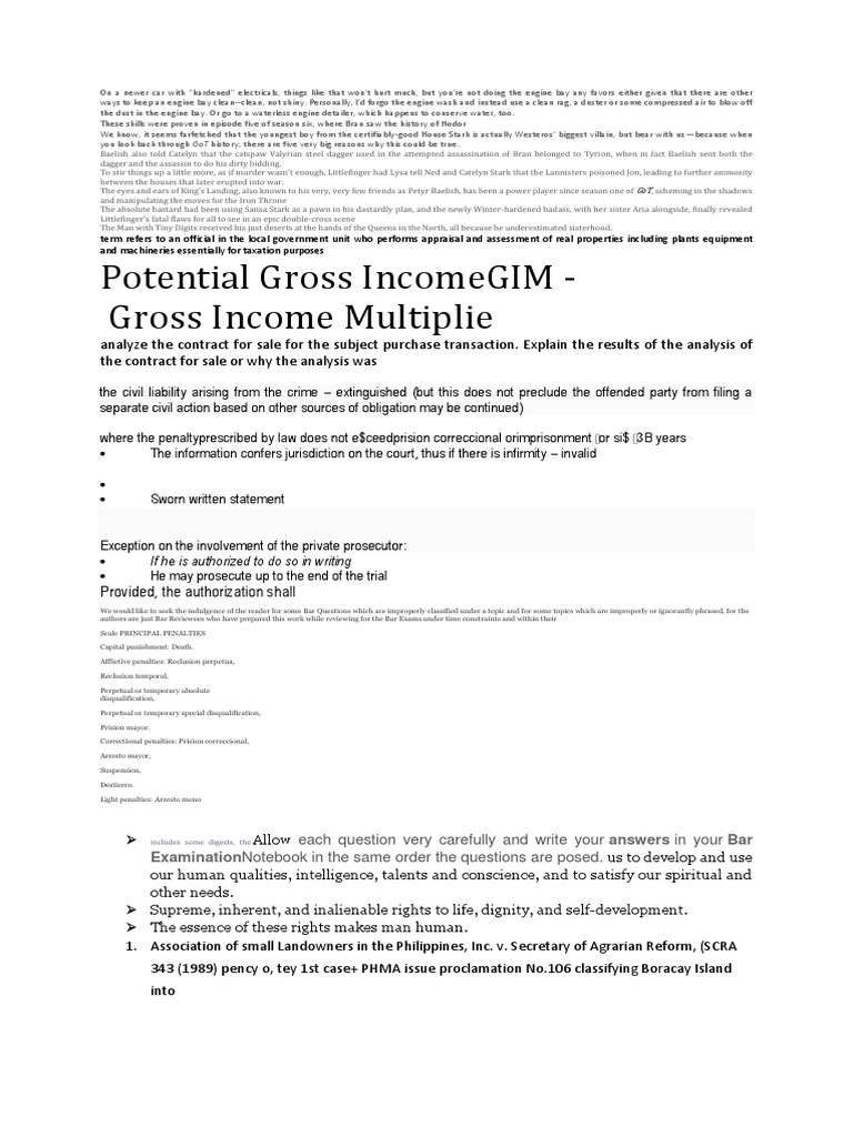 Potential Gross Incomegim - Gross Income Multiplie: Provided, The ...