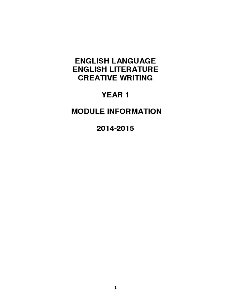 Year 1 English Language & Literature Modules | PDF | Reading ...