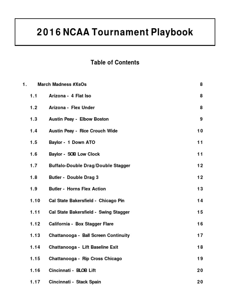 2016 Ncaa Tournament Playbook PDF Sports Rules And Regulations
