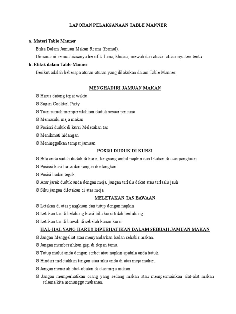Laporan Table Manner