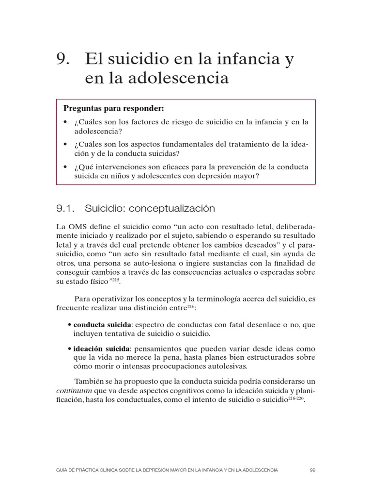 El Suicidio en La Infancia y en La Adolescencia PDF | PDF | Suicidio ...