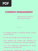 Company Management: Appointment of Directors Removal of Directors