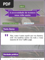 Lição 9 - A Necessidade de Termos Uma Vida Santa