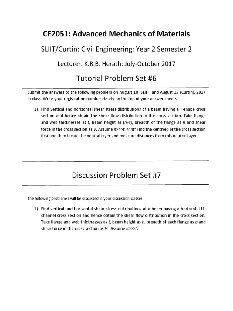 Shear Stress Distributions in Beams | PDF | Teaching Methods & Materials