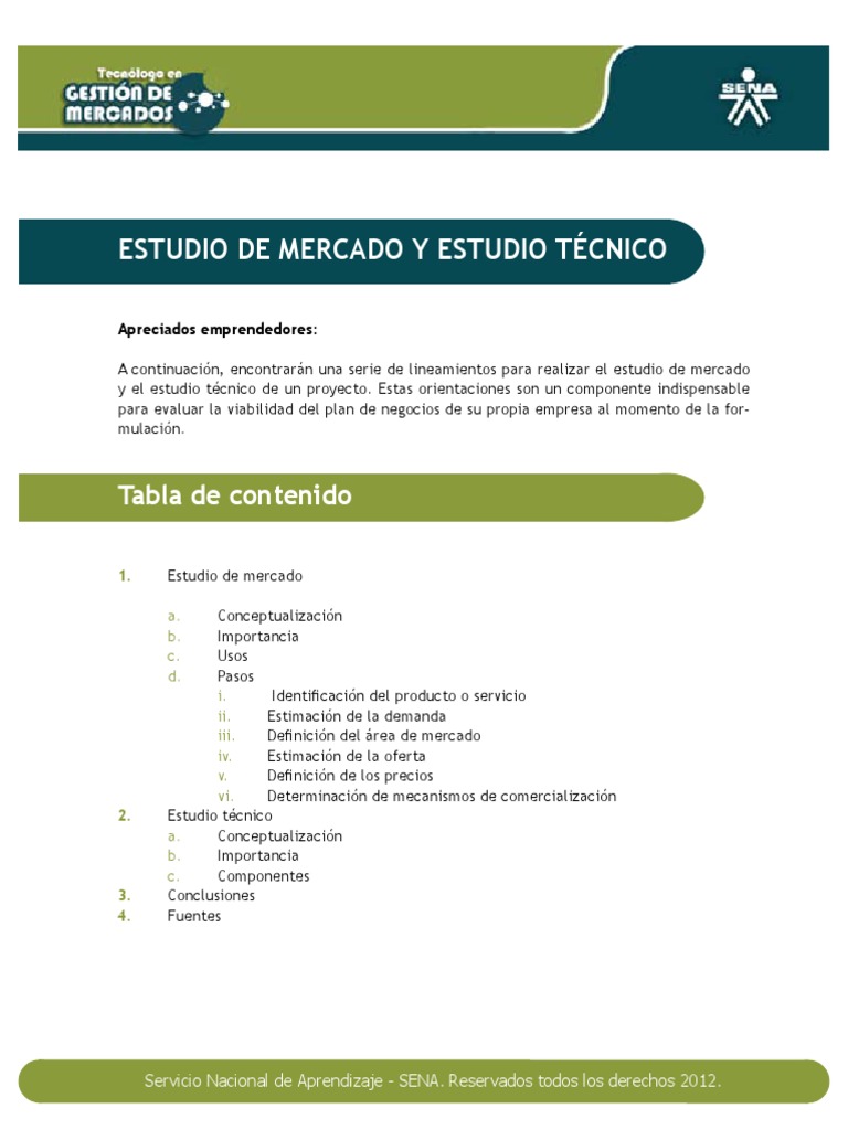 Estudio de Mercado y Estudio Técnico Producto (Negocio