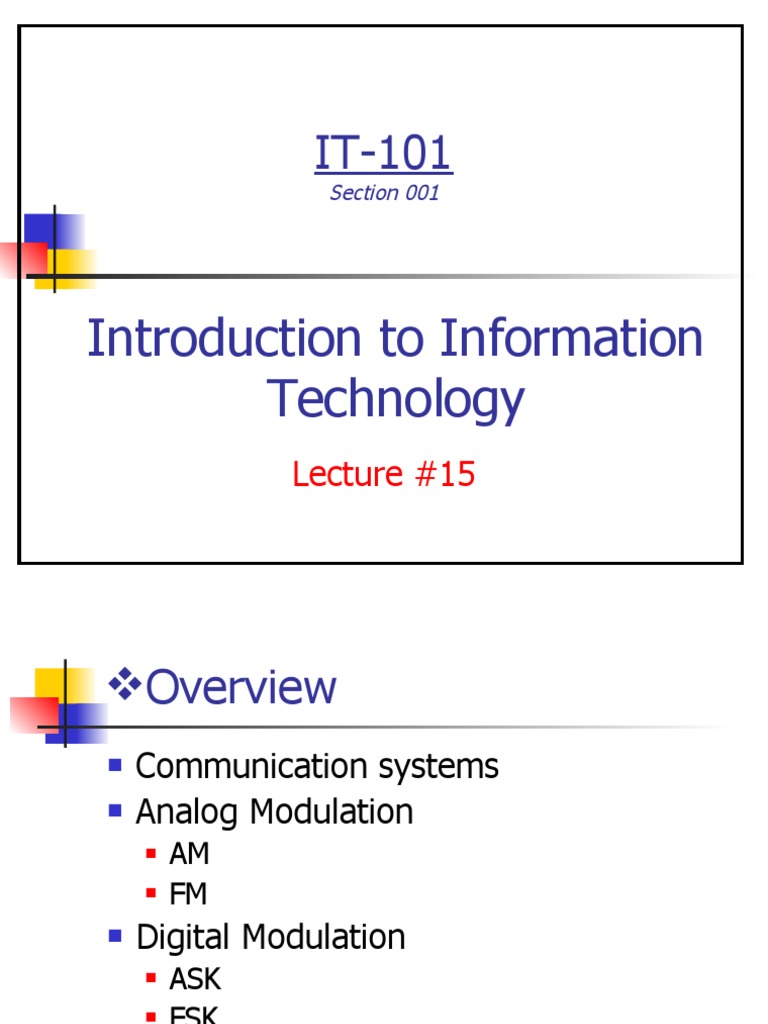 Introduction To Information Technology: Lecture #15 | PDF | Modulation ...