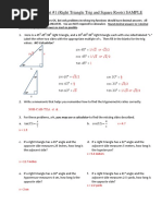 Hmath2 Test 1 - Right Triangle Trig and Square Roots Sample 1617 - Key