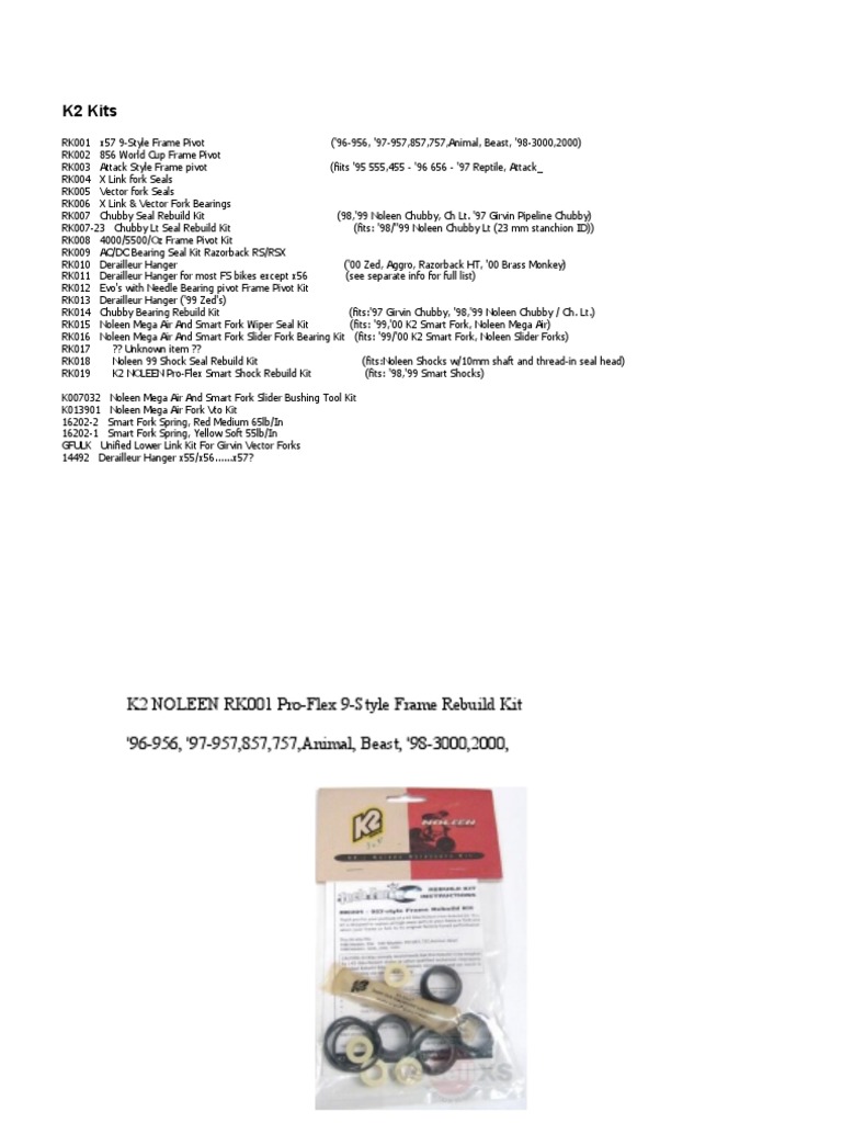 Sporting Goods K2 NOLEEN RK003 ProFlex Attack Style Frame Rebuild Kit