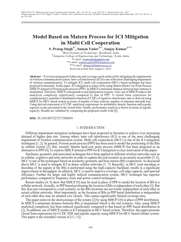 Model Based On Matern Process For ICI Mitigation in Multi Cell ...