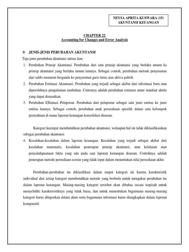Chapter 22 Perubahan Akuntansi Dan Kesalahan Analisis
