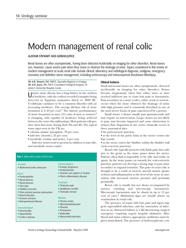 Modern Management of Renal Colic: 14 Urology Seminar | PDF | Clinical ...