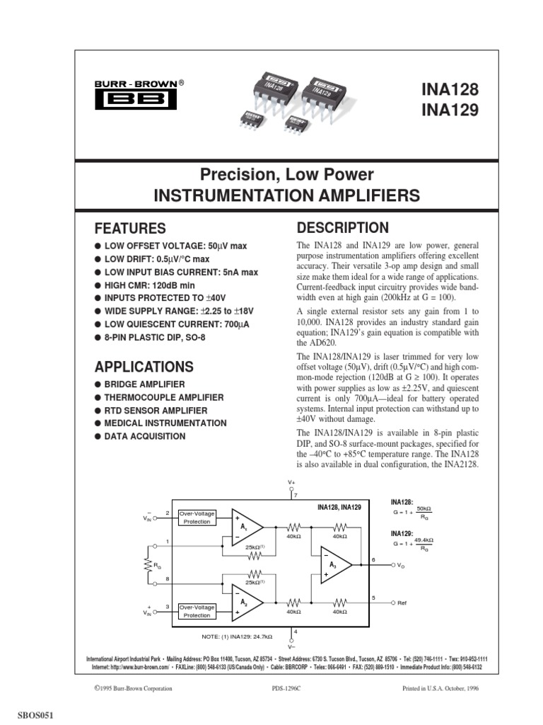 Ina128 PDF | PDF | Amplifier | Resistor
