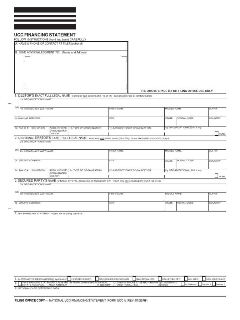 National Form Ucc-1 | Assignment (Law) | Trust Law