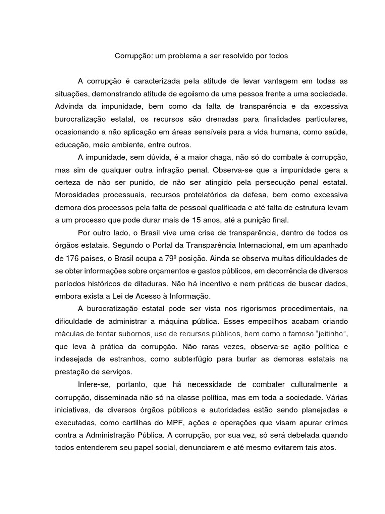 Redação - Combate À Corrupção | PDF