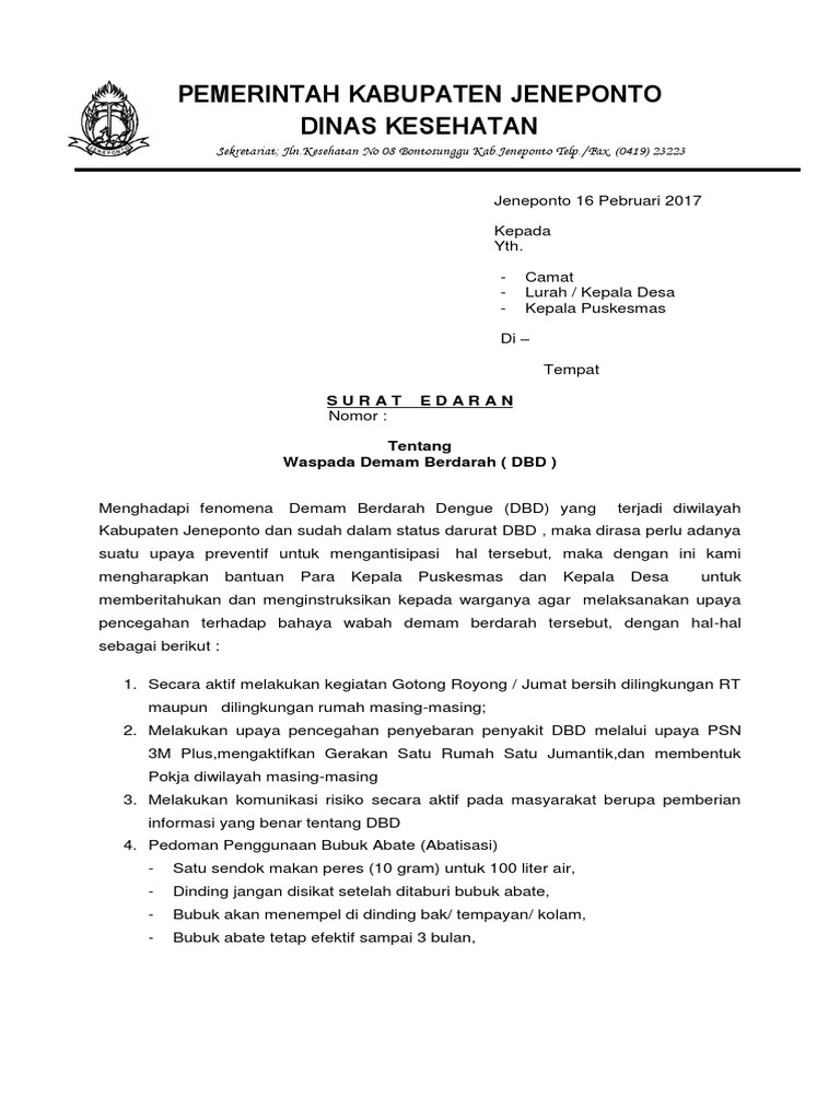 Contoh Surat Himbauan Demam Berdarah Download Kumpulan Gambar