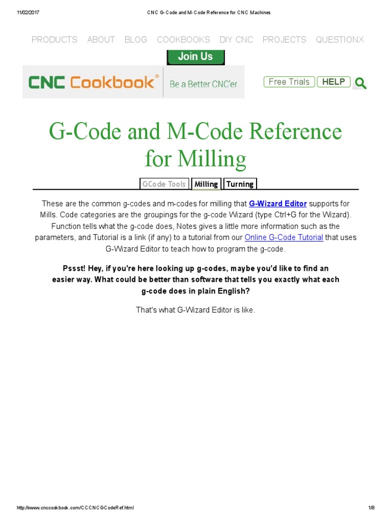 CNC G-Code and M-Code Reference For CNC Machines | PDF | Numerical ...