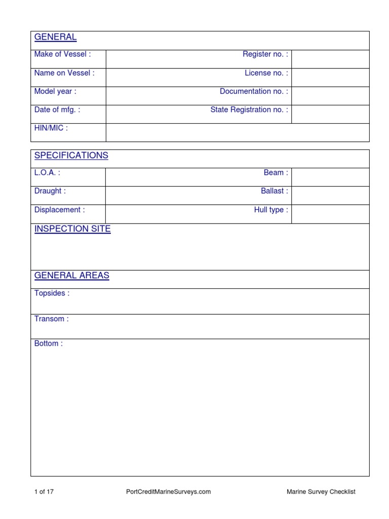 Marine Survey Checklist PDF | PDF | Hull (Watercraft) | Rudder