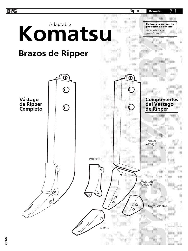 Vástagos de Ripper Komatsu BYG | PDF | Acero | Ciencia de los materiales