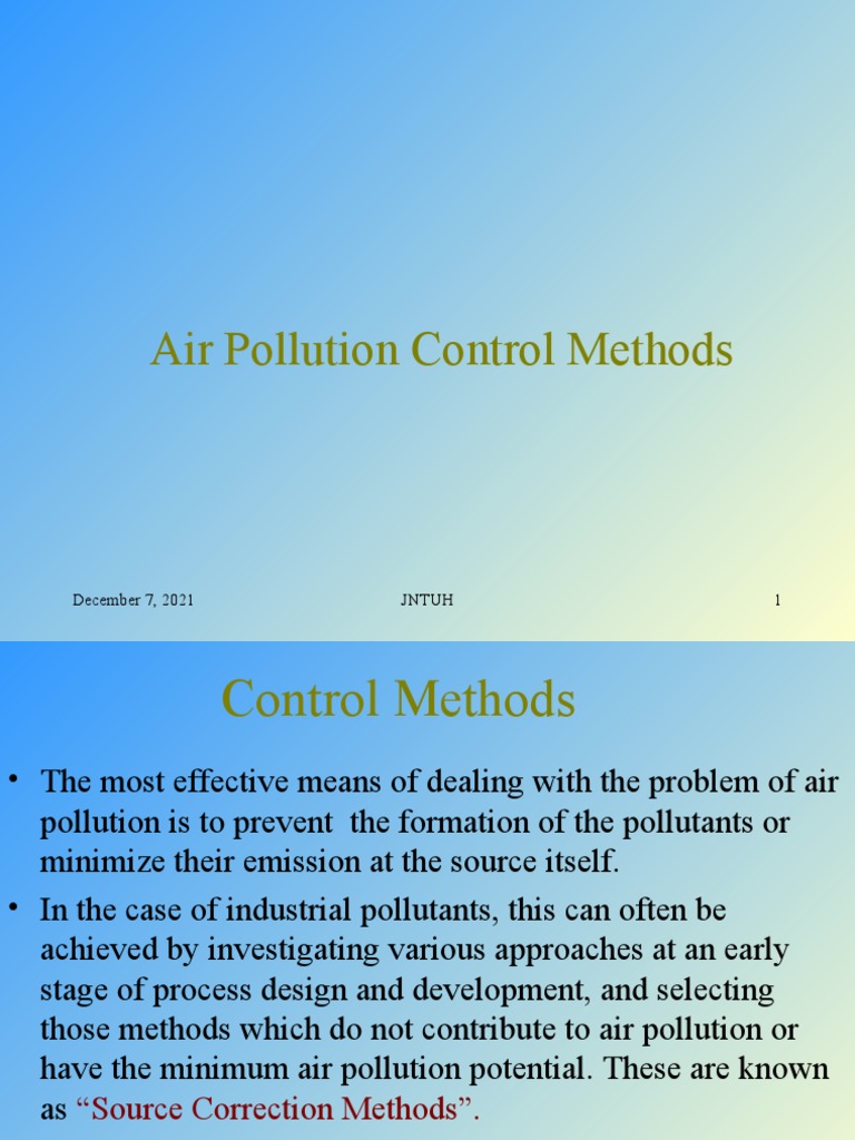 Air Pollution Control Methods Overview | PDF | Pollution | Air Pollution