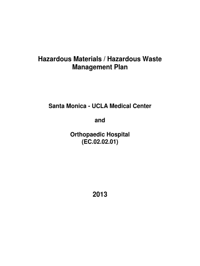 Hazardous Materials Management Plan SM Dangerous Goods Infection