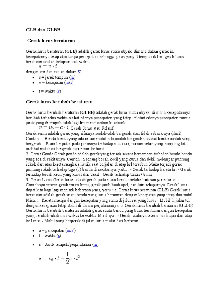 Materi GLB Dan GLBB | PDF