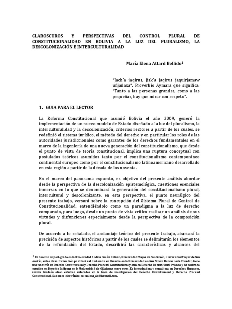 Claroscuros Del Control Plural de Constitucionalidad PDF Imperio