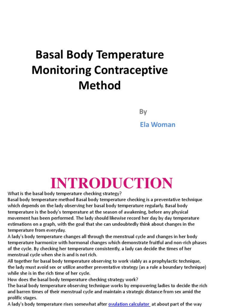 Basal Body Temperature Monitoring Contraceptive Method PDF Menstrual Cycle Sexually