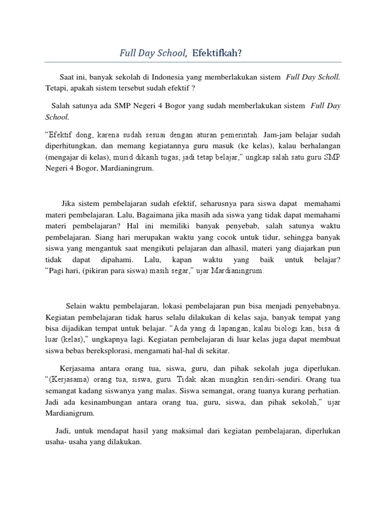 Contoh Artikel Tentang Pendidikan | PDF