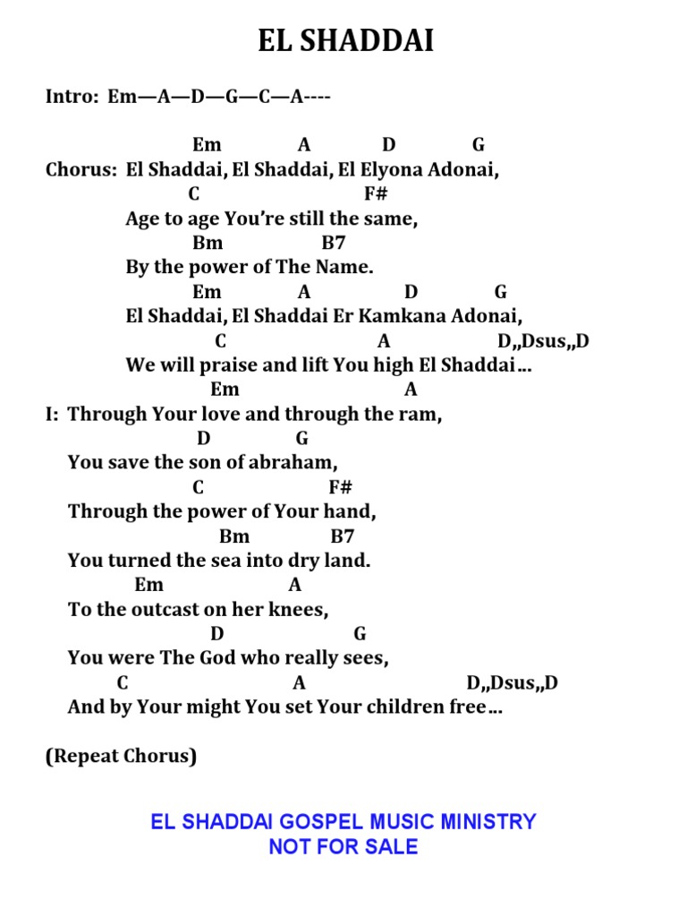 El Shaddai Lyrics and Chords | PDF | Names Of God In Judaism | Monotheism