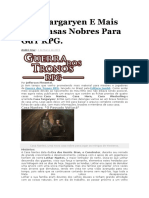 Casa Targaryen E Mais Três Casas Nobres Para GdT RPG