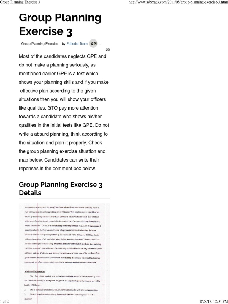 Group Planning Exercise 3 | PDF