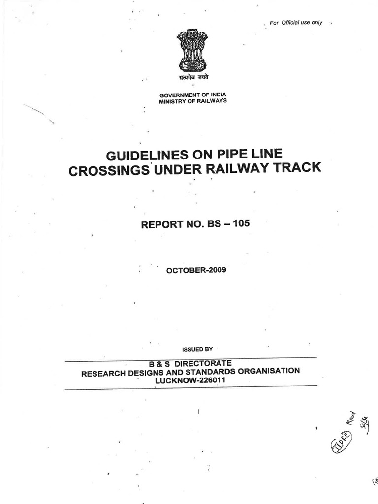 RDSO-Guideline On Pipeline Crossing | PDF