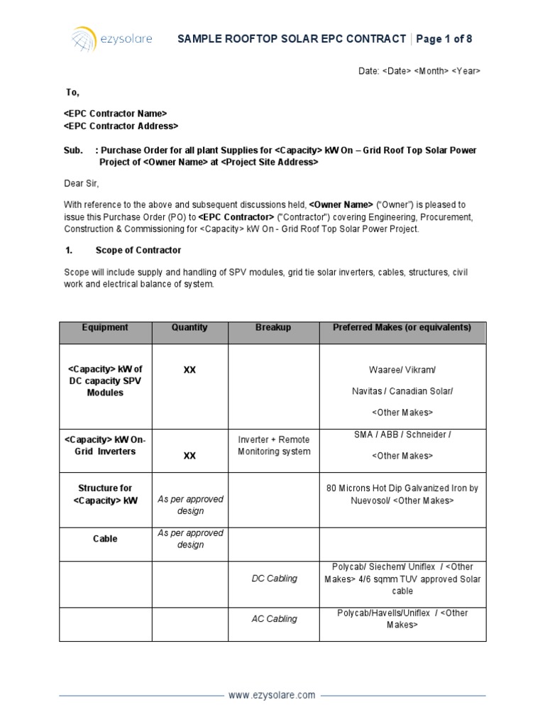 Sample Rooftop Solar Epc Contract Ezysolare1 150615050003 Lva1 App6891 ...