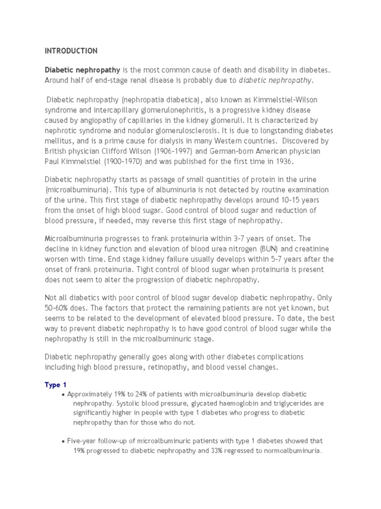 Diabetic Nephropathy | PDF