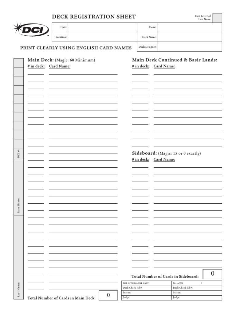Decklist Fill In Pdf Pdf Gaming Devices Wizards Of The Coast Games