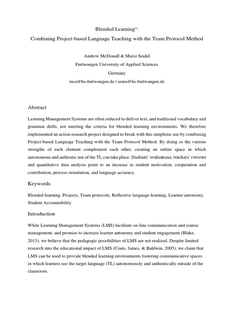 Blended Learning with Project-Based Teaching | PDF | Project Based ...