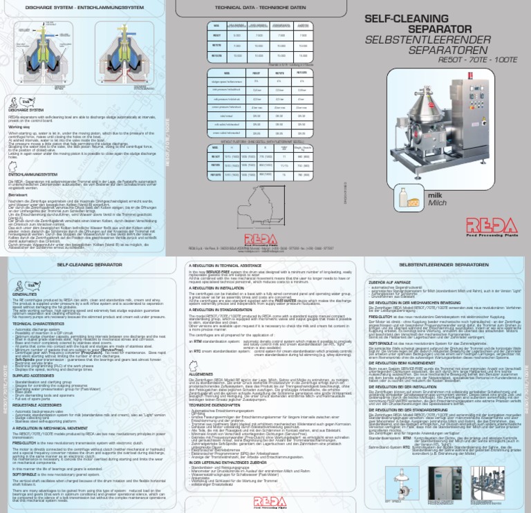 Reda Separators Re50t 70te 100te | PDF