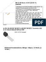 1120 Stueck (1Ω-10M Ω) 56 Werte 1/4 W 0,25 W 1% Metallschichtwiderstaende