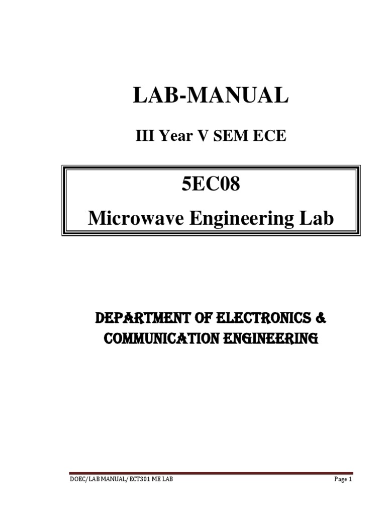 Microwave Lab Manual PDF Antenna (Radio) Waveguide